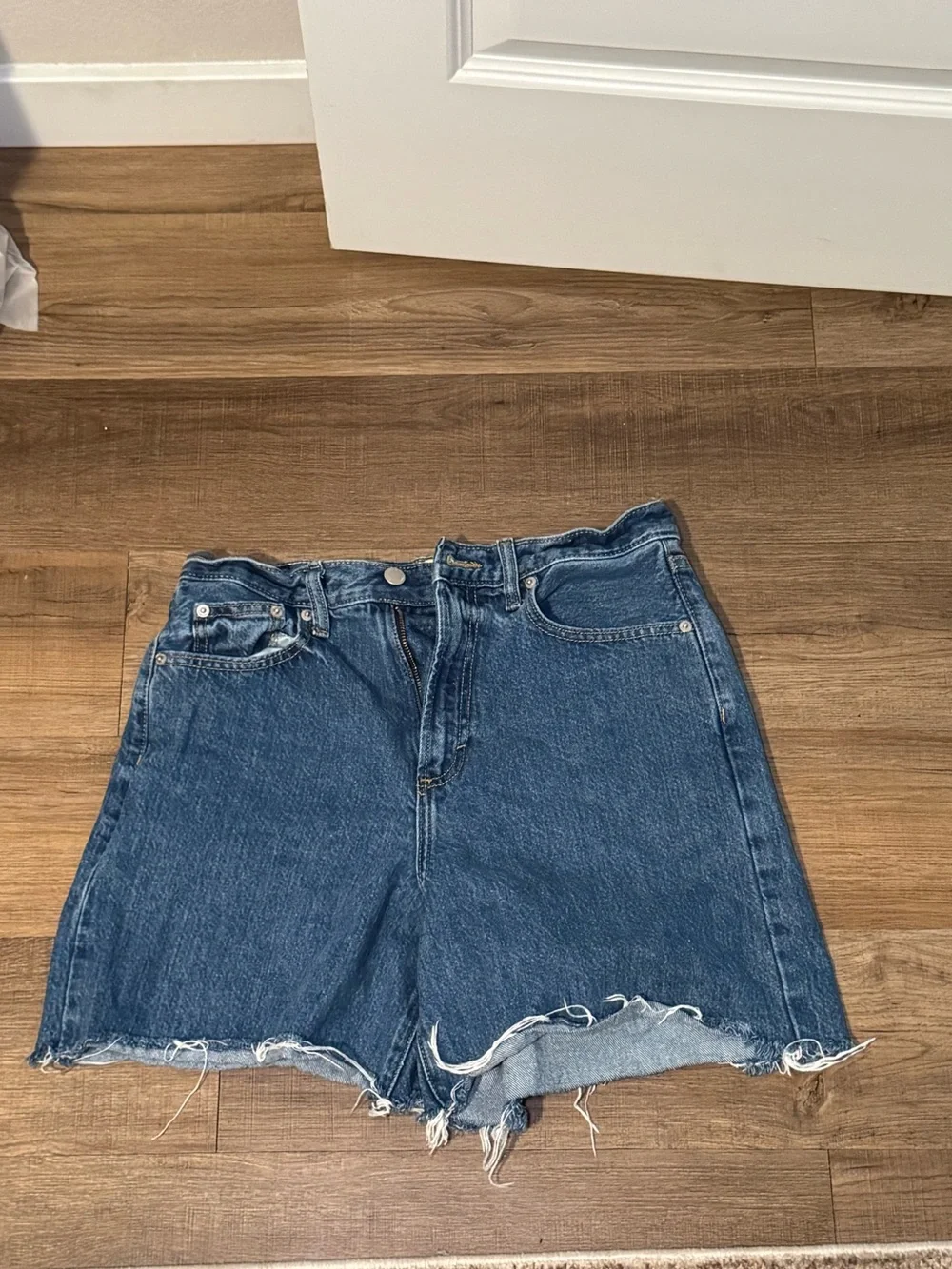 Universal Thread Raw-Hem High-Rise Long Denim Shorts